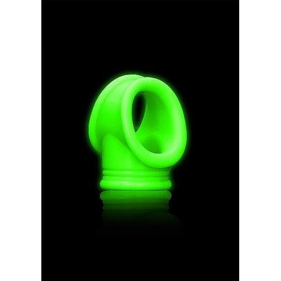 Shots Ouch! Glow in the Dark Penis Ring & Ball Sling Neon Green - Romantic Blessings