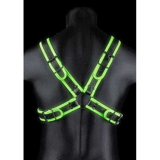 Shots Ouch! Glow in the Dark Cross Harness Neon Green - Romantic Blessings