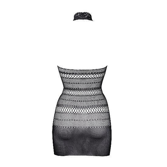 Shots Le Desir High Lace Neck Net Mini Dress Black - Romantic Blessings