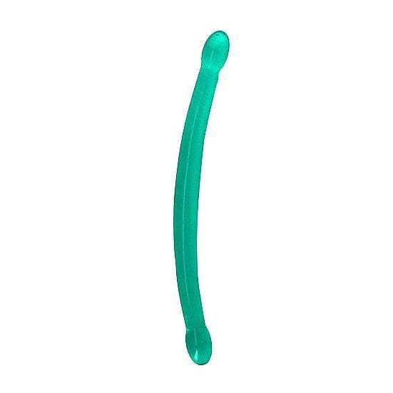 Shots RealRock Crystal Clear Non-Realistic 17 in Double Dildo Turquoise - Romantic Blessings