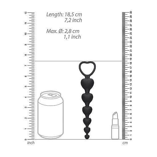 Shots Ouch! Silicone Anal Heart Beads Black - Romantic Blessings