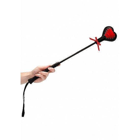 Shots Ouch! Laced-Up Heart Crop Black/Red Large - Romantic Blessings