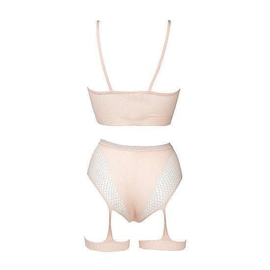 Shots Le Desir 2-Piece Bra Set With Garters Pink O/S - Romantic Blessings