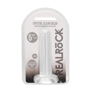 Shots RealRock Crystal Clear Non-Realistic 5 in Straight Dildo With Suction Cup Clear - Romantic Blessings