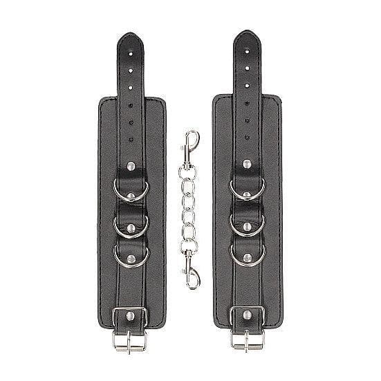 Shots Ouch! Black & White Adjustable Bonded Leather Wrist or Ankle Cuffs Black - Romantic Blessings