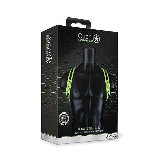 Shots Ouch! Glow in the Dark Bonded Leather Sling Harness Neon Green - Romantic Blessings