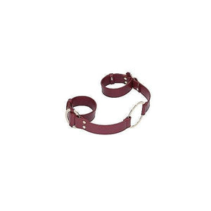 Shots Ouch! Halo Ringed Handcuffs With Connector Burgundy - Romantic Blessings
