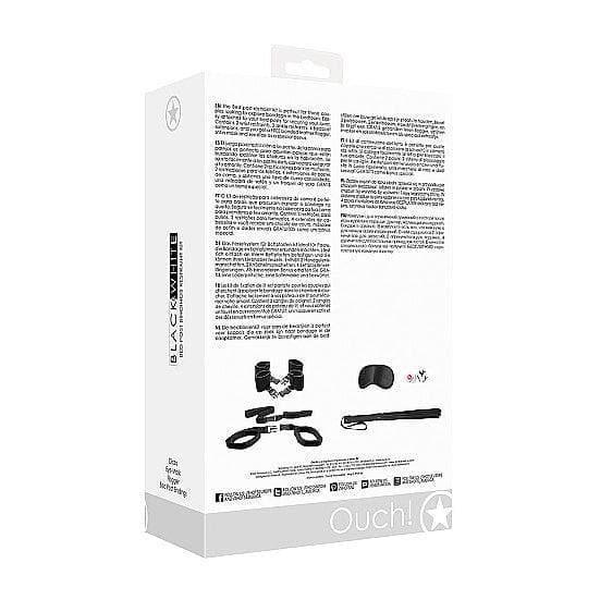 Shots Ouch! Black & White Bed Post Bindings Restraint Kit Black - Romantic Blessings