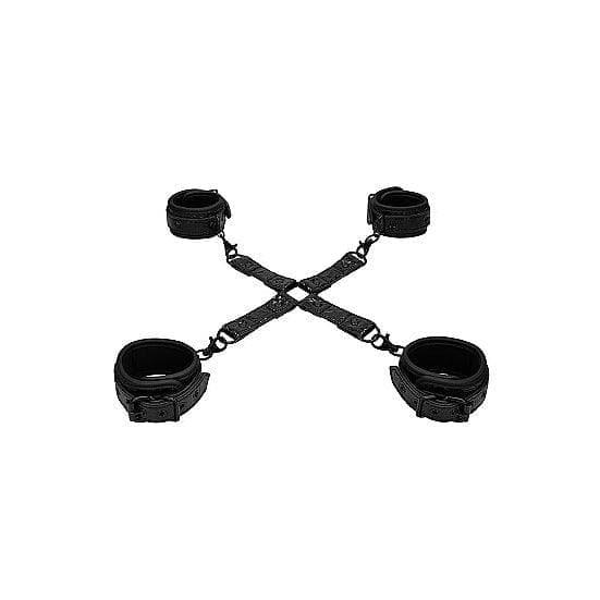 Shots Ouch! Luxury Adjustable Hogtie Set Black - Romantic Blessings