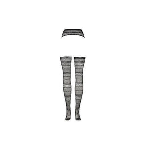 Shots Le Desir Suspender Striped Fishnet Pantyhose Black - Romantic Blessings