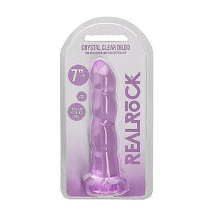 Shots RealRock Crystal Clear Non-Realistic 7 in Twisted Dildo With Suction Cup Purple - Romantic Blessings