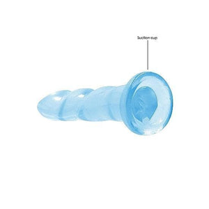 Shots RealRock Crystal Clear Non-Realistic 7 in Twisted Dildo With Suction Cup Blue - Romantic Blessings