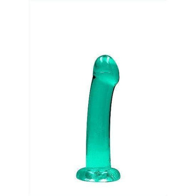Shots RealRock Crystal Clear Non-Realistic 7 in Dildo With Suction Cup Turquoise - Romantic Blessings