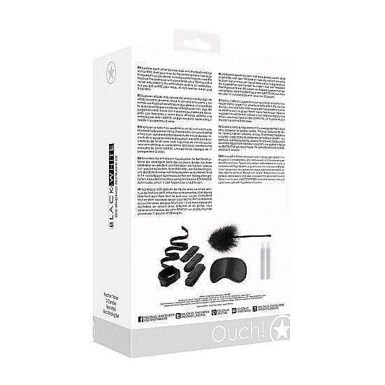 Shots Ouch! Black & White Bed Bindings Restraint Kit Black - Romantic Blessings