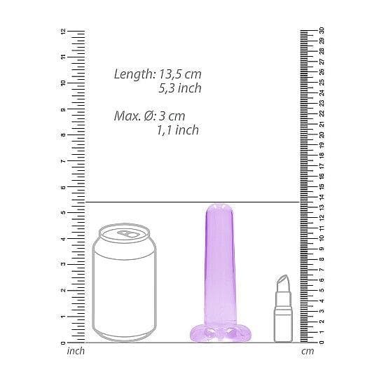 Shots RealRock Crystal Clear Non-Realistic 5 in Straight Dildo With Suction Cup Purple - Romantic Blessings