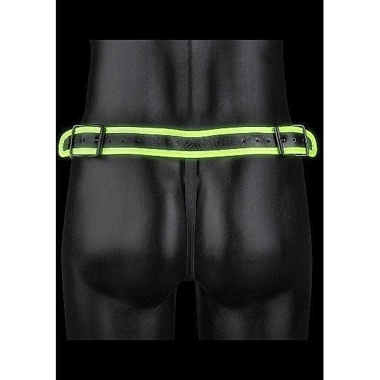 Shots Ouch! Glow in the Dark Bonded Leather Striped Jock Strap Neon Green - Romantic Blessings