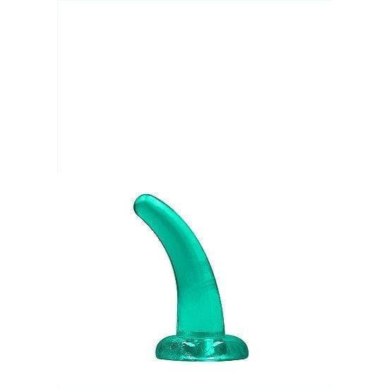 Shots RealRock Crystal Clear Non-Realistic 5 in Curved Dildo With Suction Cup Turquoise - Romantic Blessings
