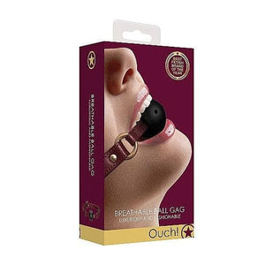 Shots Ouch! Halo Adjustable Breathable Ball Gag Burgundy - Romantic Blessings