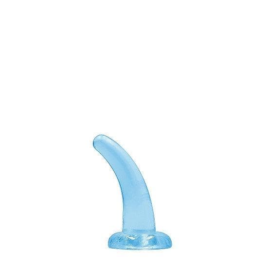 Shots RealRock Crystal Clear Non-Realistic 5 in Curved Dildo With Suction Cup Blue - Romantic Blessings