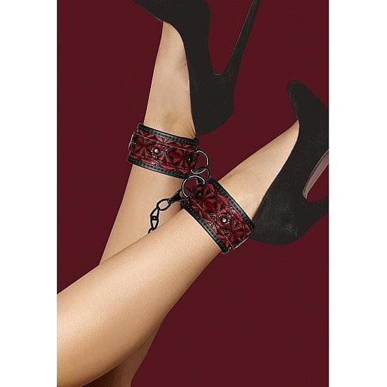 Shots Ouch! Luxury Adjustable Ankle Cuffs Burgundy - Romantic Blessings
