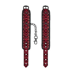 Shots Ouch! Luxury Adjustable Handcuffs Burgundy - Romantic Blessings