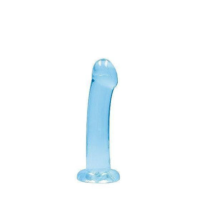 Shots RealRock Crystal Clear Non-Realistic 7 in Dildo With Suction Cup Blue - Romantic Blessings