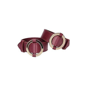 Shots Ouch! Halo Adjustable Ringed Wrist or Ankle Cuffs Burgundy - Romantic Blessings