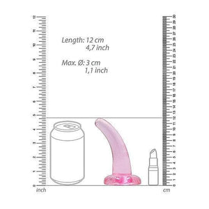 Shots RealRock Crystal Clear Non-Realistic 5 in Curved Dildo With Suction Cup Pink - Romantic Blessings