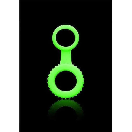 Shots Ouch! Glow in the Dark Penis Ring & Ball Strap Neon Green - Romantic Blessings