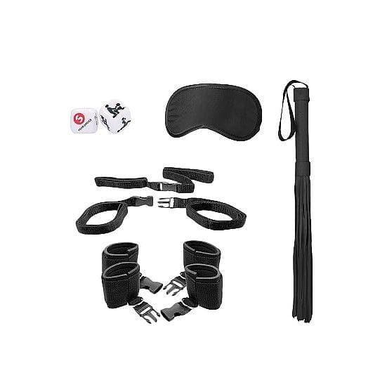 Shots Ouch! Black & White Bed Post Bindings Restraint Kit Black - Romantic Blessings