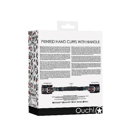 Shots Ouch! Old School Tattoo Style Adjustable Printed Handcuffs With Handle Multi-Color - Romantic Blessings