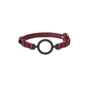 Shots Ouch! Halo Adjustable Silicone Ring Gag Burgundy - Romantic Blessings