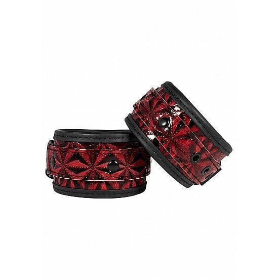 Shots Ouch! Luxury Adjustable Ankle Cuffs Burgundy - Romantic Blessings