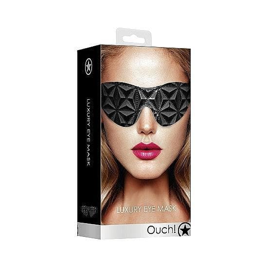 Shots Ouch! Luxury Diamond-Patterned Eye Mask Blindfold Black - Romantic Blessings