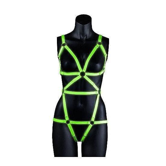 Shots Ouch! Glow in the Dark Full-Body Harness Neon Green - Romantic Blessings