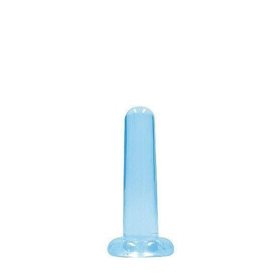 Shots RealRock Crystal Clear Non-Realistic 5 in Straight Dildo With Suction Cup Blue - Romantic Blessings