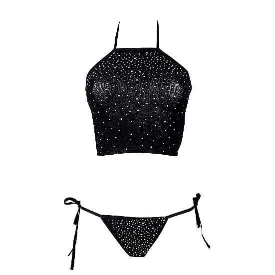 Shots Le Desir Festive Rhinestone Top and Thong Red - Romantic Blessings