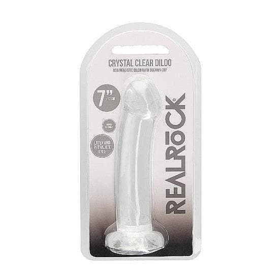 Shots RealRock Crystal Clear Non-Realistic 7 in Dildo With Suction Cup Clear - Romantic Blessings