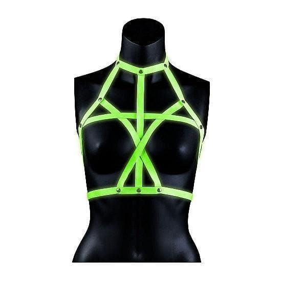 Shots Ouch Bra Harness Glow in the Dark Green - Romantic Blessings