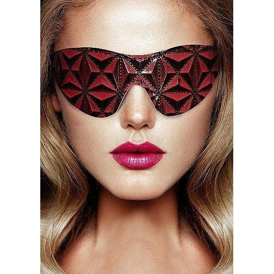 Shots Ouch! Luxury Diamond-Patterned Eye Mask Blindfold Burgundy - Romantic Blessings