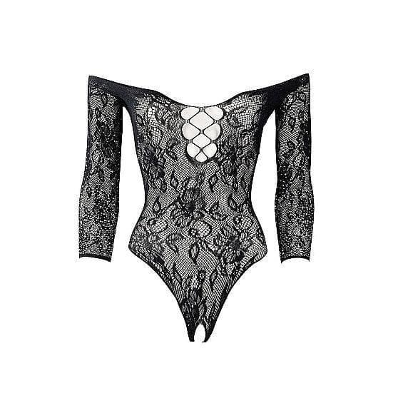 Shots Le Desir Wonder Rhinestone Crotchless Teddy Bodysuit Black - Romantic Blessings