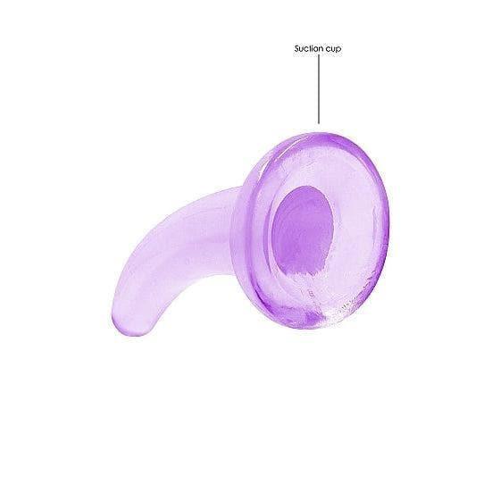 Shots RealRock Crystal Clear Non-Realistic 5 in Curved Dildo With Suction Cup Purple - Romantic Blessings