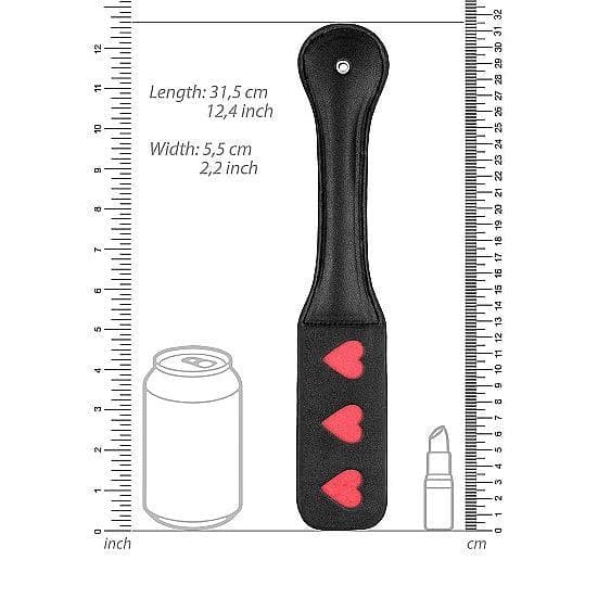 Shots Ouch! Heart Pattern Paddle Black - Romantic Blessings
