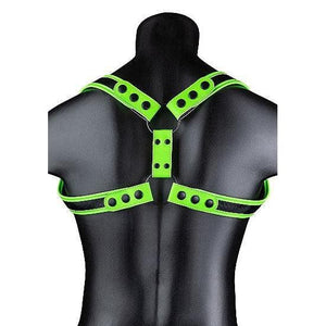 Shots Ouch! Glow in the Dark Bonded Leather Sling Harness Neon Green - Romantic Blessings