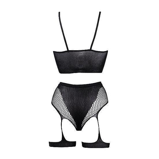 Shots Le Desir 2-Piece Bra Set With Garters Black O/S - Romantic Blessings