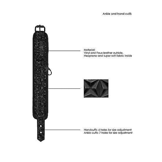 Shots Ouch! Luxury Adjustable Hogtie Set Black - Romantic Blessings