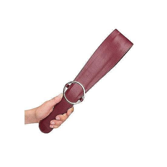 Shots Ouch! Halo Ringed Belt Flogger Burgundy - Romantic Blessings