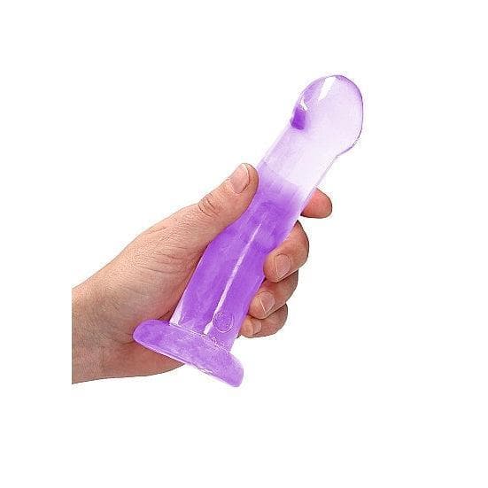 Shots RealRock Crystal Clear Non-Realistic 7 in Dildo With Suction Cup Purple - Romantic Blessings