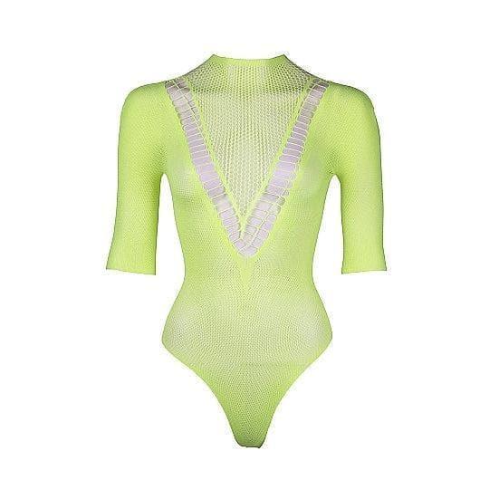 Shots Le Desir Bliss Short Sleeve Fishnet Teddy Green - Romantic Blessings