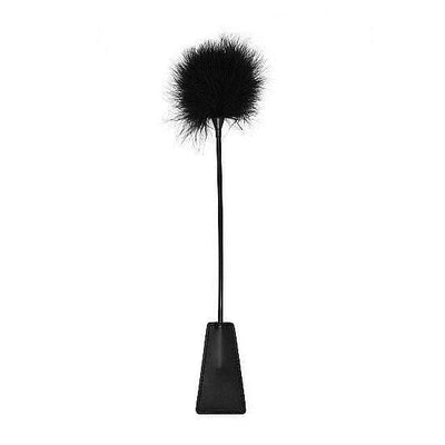 Shots Ouch! Black & White Dual-Ended Crop With Feather Tickler Black - Romantic Blessings